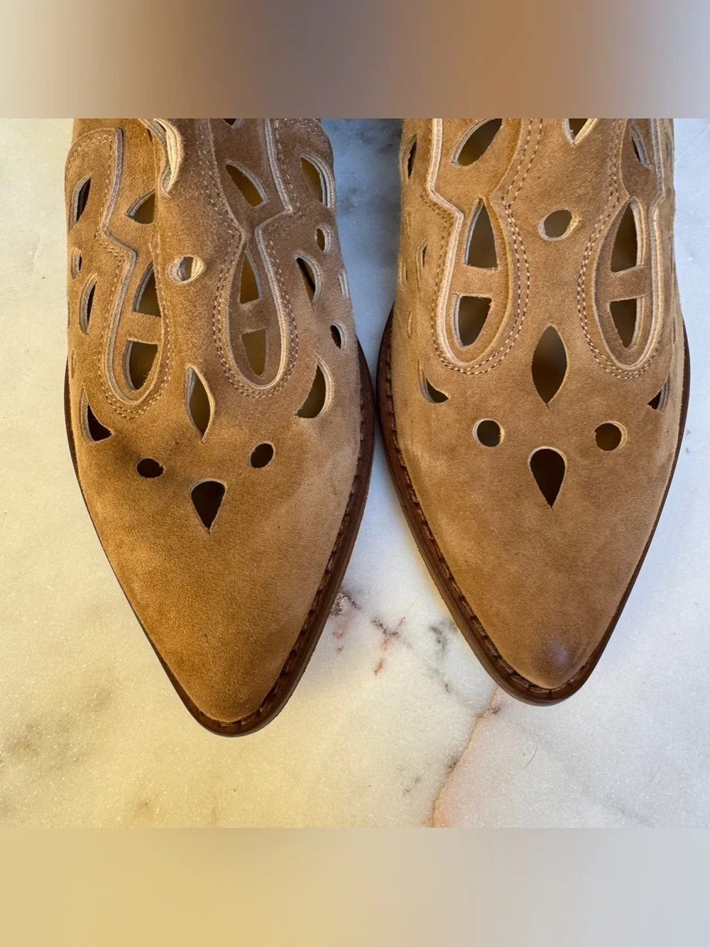 Mimmù Laser Cut Suede Leather Ankle Boots